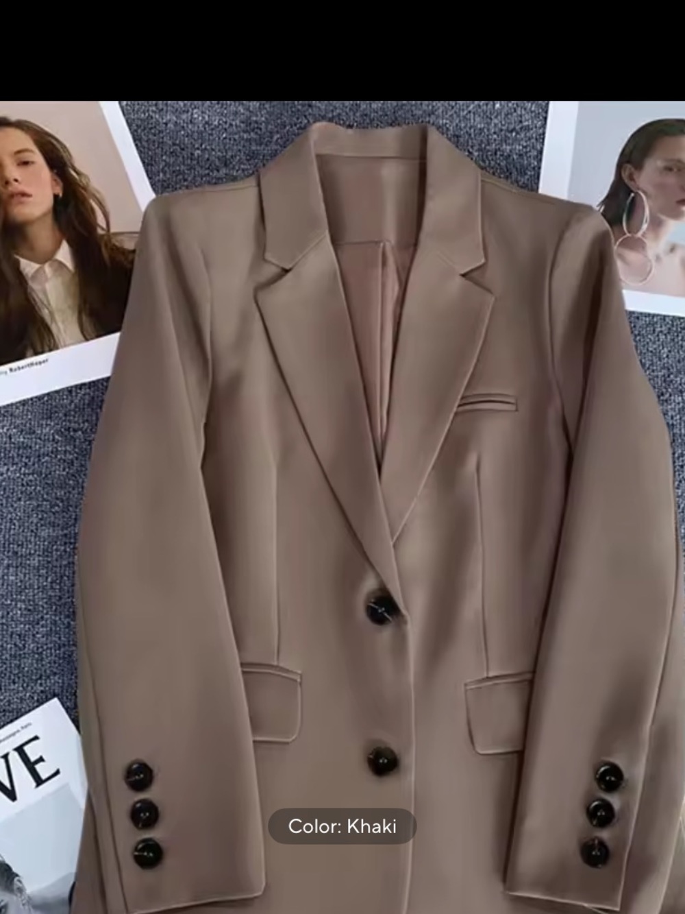 Khaki Women's Tailored Blazer Jacket